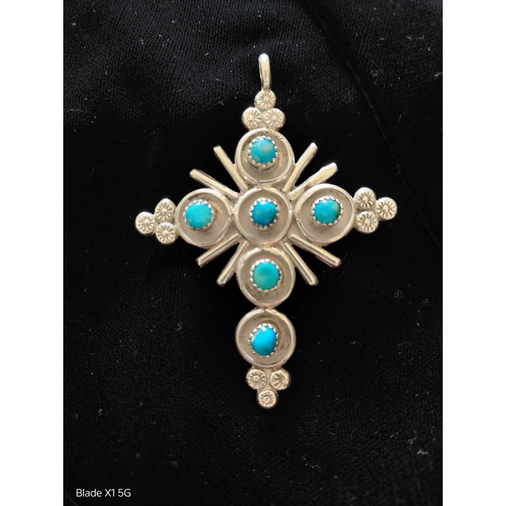 Beautiful Zuni Sterling Silver with Turquoise Cross
